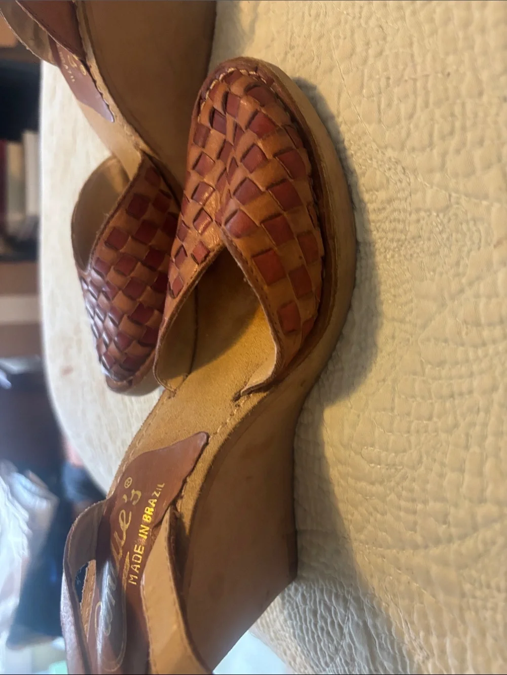 Candie's Brown Woven Leather Platforms